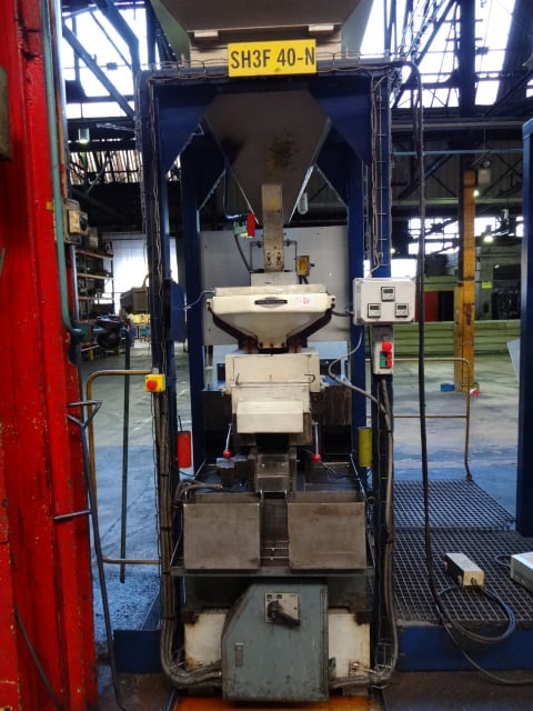 3/8" Shimazu #Super-3F, twin spindle nut tapper, 80-100 PPM, hopper, magnetic chip separator, 1990