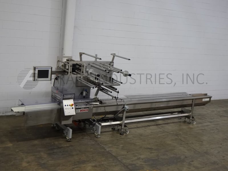 Bosch #201, 2-up, horizontal, continuous motion flow wrapper, 50-250 packages per minute, mounted on height