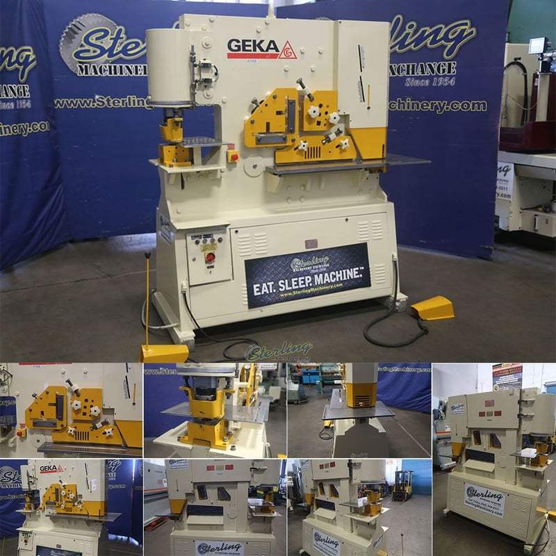 6" x 6" x 1/2" Geka #Hyd-100, heavy duty ironworker, 100 ton, hydraulic dual operation, foot Control