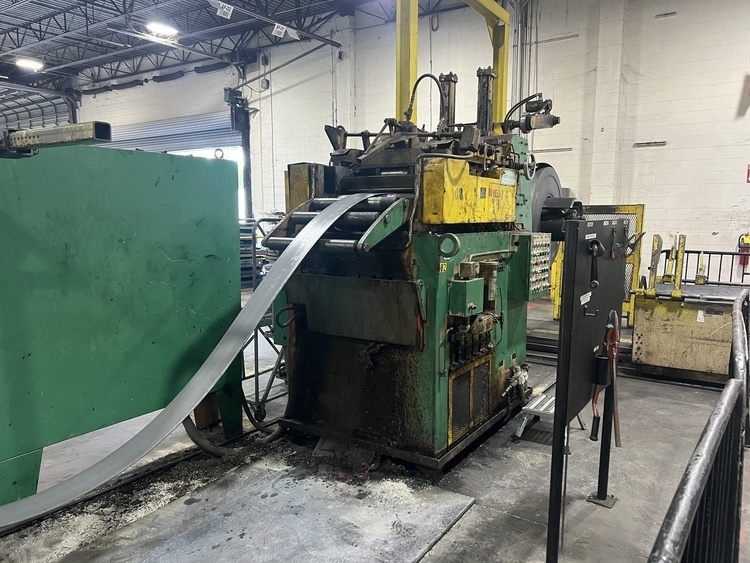 24" x .25" Dallas / Peerfecto #DRF-436-RH, servo feed line with coil car, 13000 lb., 1990, #14249J