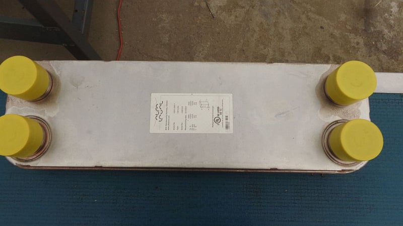 25 sq.ft., Alfa-Laval, CB76-2DH, braced plate heat exchanger, Stainless Steel, 2010