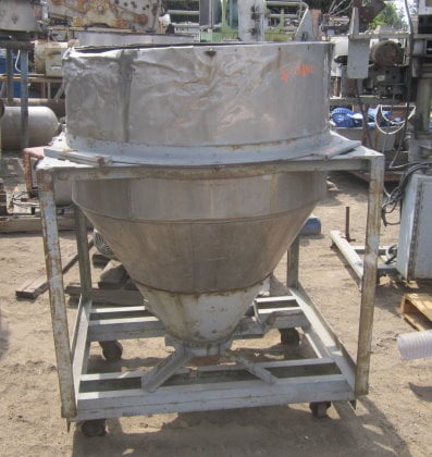 20 cu.ft. Hopper, Stainless Steel, 39" diameter x 22" straight side hopper, 60 degree bottom outlet, 9"
