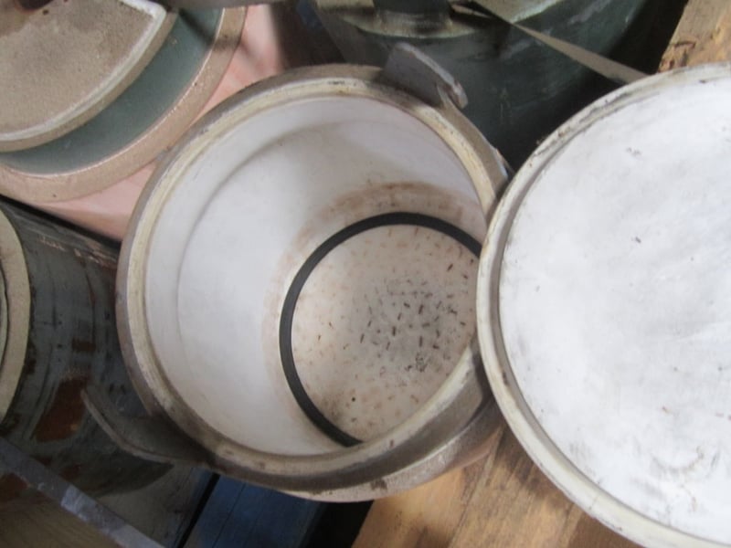 U.S. Stoneware #SZ1, Alumina Fortified Porcelain Grinding Jars, 1.3 gallon capacity, 6.5" diameter x 7" H Jar