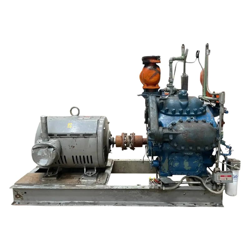75 HP York #A3089, 8-Cylinder Reciprocating Compressor Package, 230/460 V, Direct Drive Driven