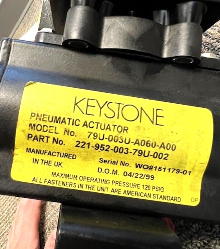 1/2" Keystone #79U-003U-A060-A00, pneumatic actuator, valve & switch ...