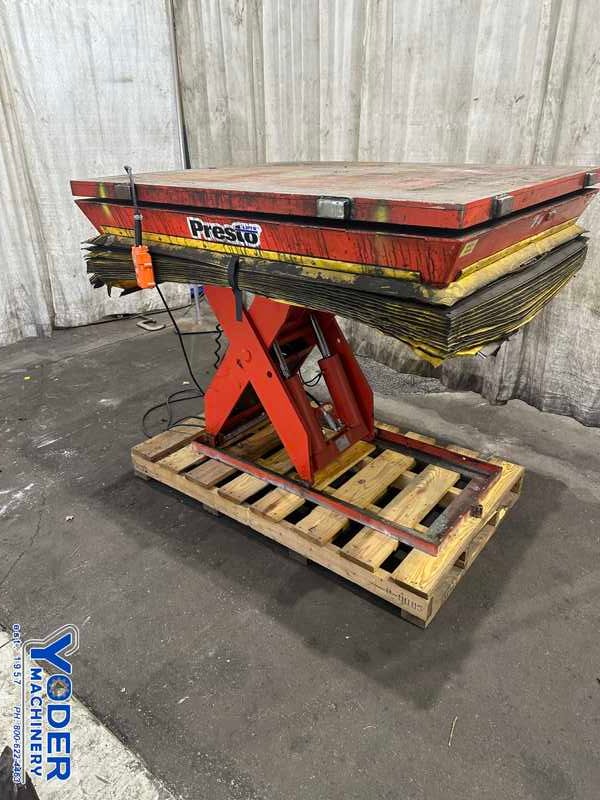 5400 lb. Presto #XL36-60, hydraulic scissor lift table, pendant control, 1.5 HP