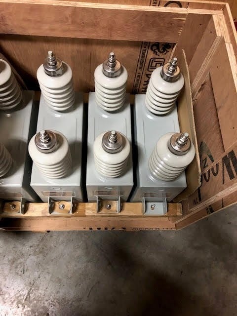 200 KVAR Maysteel, 7960 Volts, 2-bushing, 7.96 kv, single phase capacitors, (180) new unused