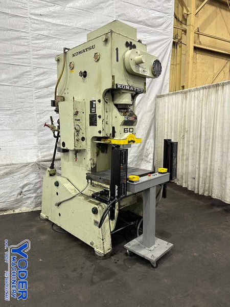 60 Ton, Komatsu #OBS60, OBI press, 4.72" stroke, 11.81" Shut Height, 2.76" power adjustment, 70 SPM, 1984