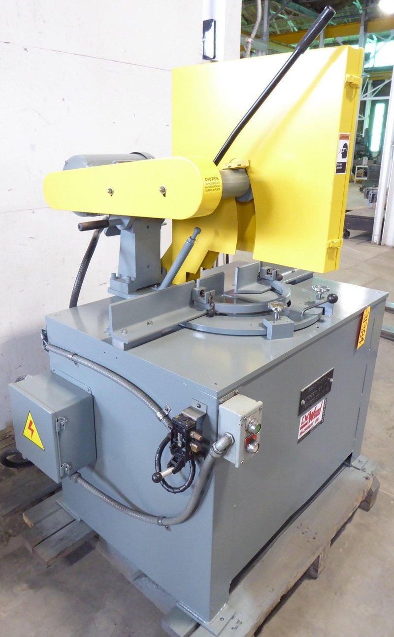 20"/22" Kalamazoo #KM20-22, abrasive saw, double miter, air vise, 20 HP, 4" solids, 1" wheel arbor, 2500 RPM