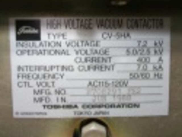 400 Amp. Toshiba, HCV-5HA, Vacuum Contactor, #MVC3420