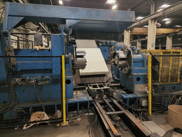 60" x 8" Paxson, Slitting Line, 50000 lb., .030" - .135" Gauge Range, 20" - 24" ID Uncoiler, 66" width x 20"