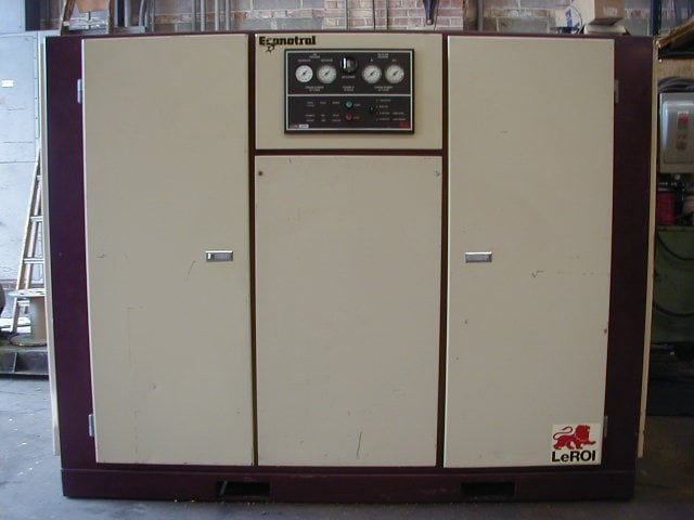 370 cfm, 100 psi, LeRoi #WE75SSIIAH, 75 HP, air cooled, enclosed