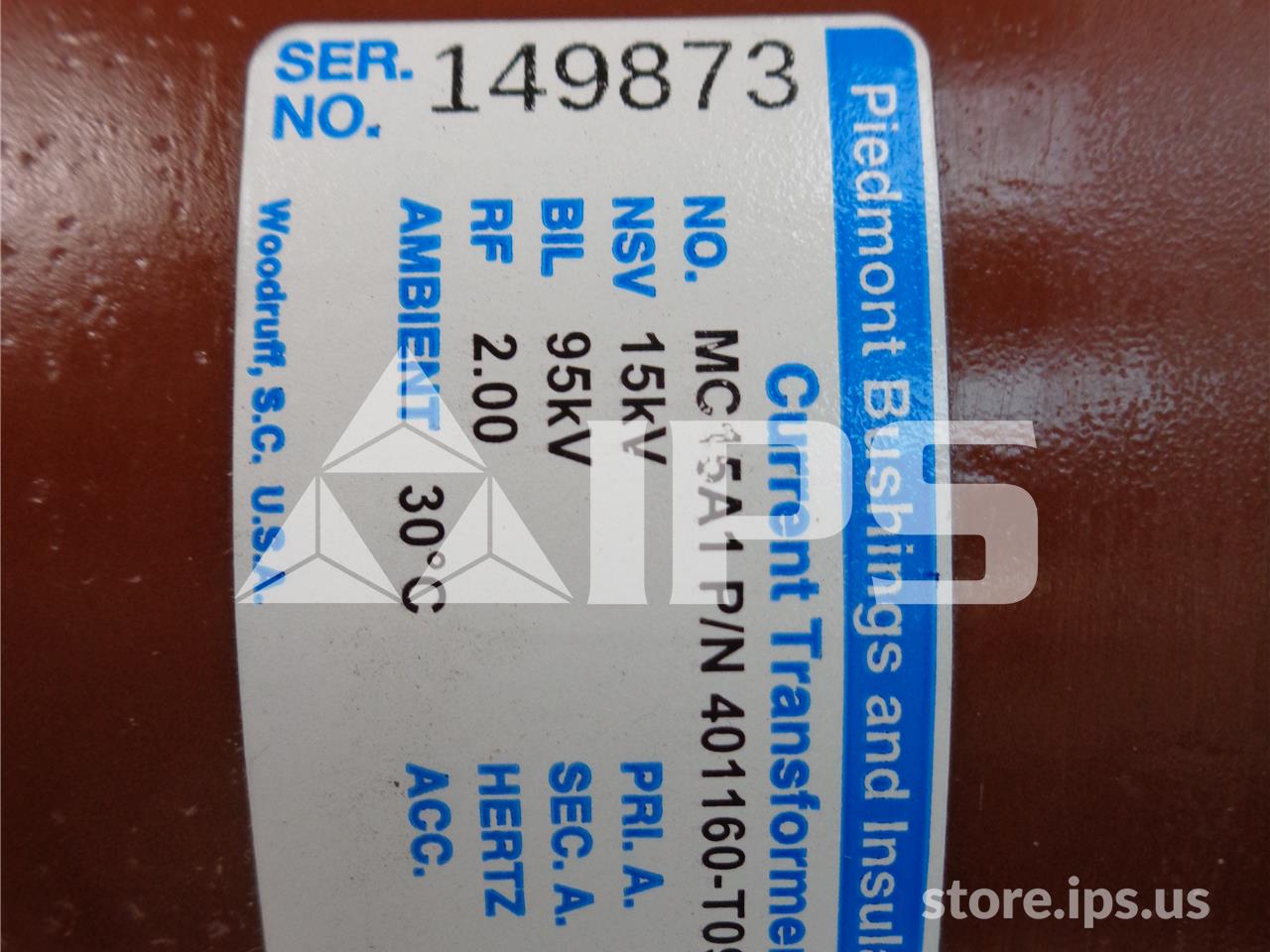 Piedmont Mc15a1 Current Transformer 600:5 New C100, 15kv, 95 KV Bil