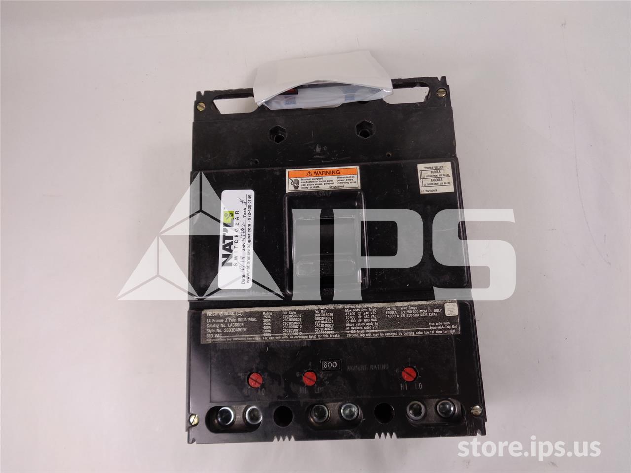 WH La Mccb, 600 Amps Thermal Mag Trip Generic Item Number