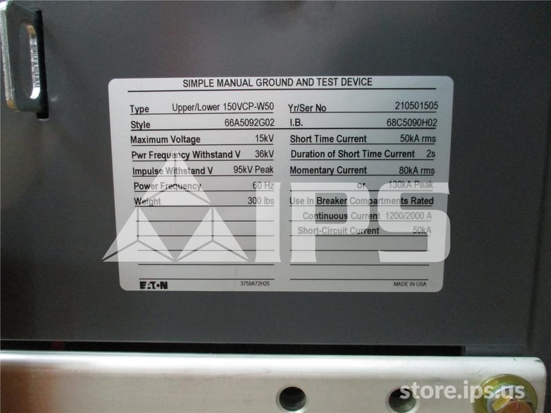 Ch Ground And Test Device 1200/2000 Amps New For Vcp-w, Manual, Line And Load