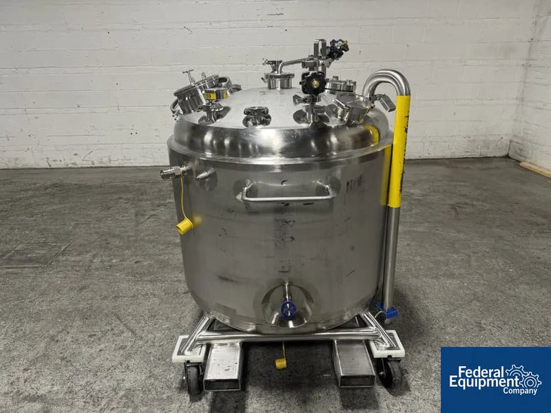 158 gallon Precision Stainless Reactor, 316L Stainless Steel, 38" diameter x 26" straight side, dish top &