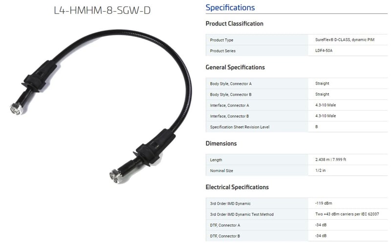 CommScope L4-HMHM-8-SGW-D D-Class LDF4-50A SureFlex Jumper 4.3-10 Male ...