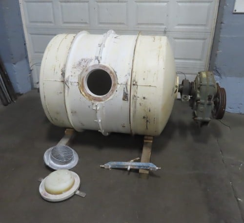 36" x 49.5" U.S. Stoneware #TDT6, ceramc pebble mill, 210 gallon, 10" round door opening