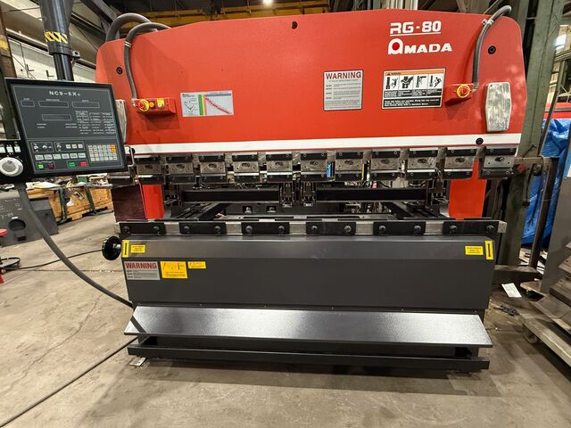 88 Ton, Amada #RG-80-EXII, CNC press brake, 8' overall, 80.71" between housing, 3.937" stroke, 15.75" throat
