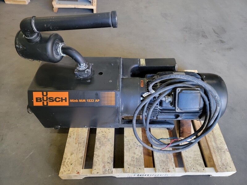 200" acfm Busch #Mink- MM-1322-AP, 16.9-28.6 hp, Dry Claw Compressor, 29 psig, 3600 RPM, 2" NPT gas outlet