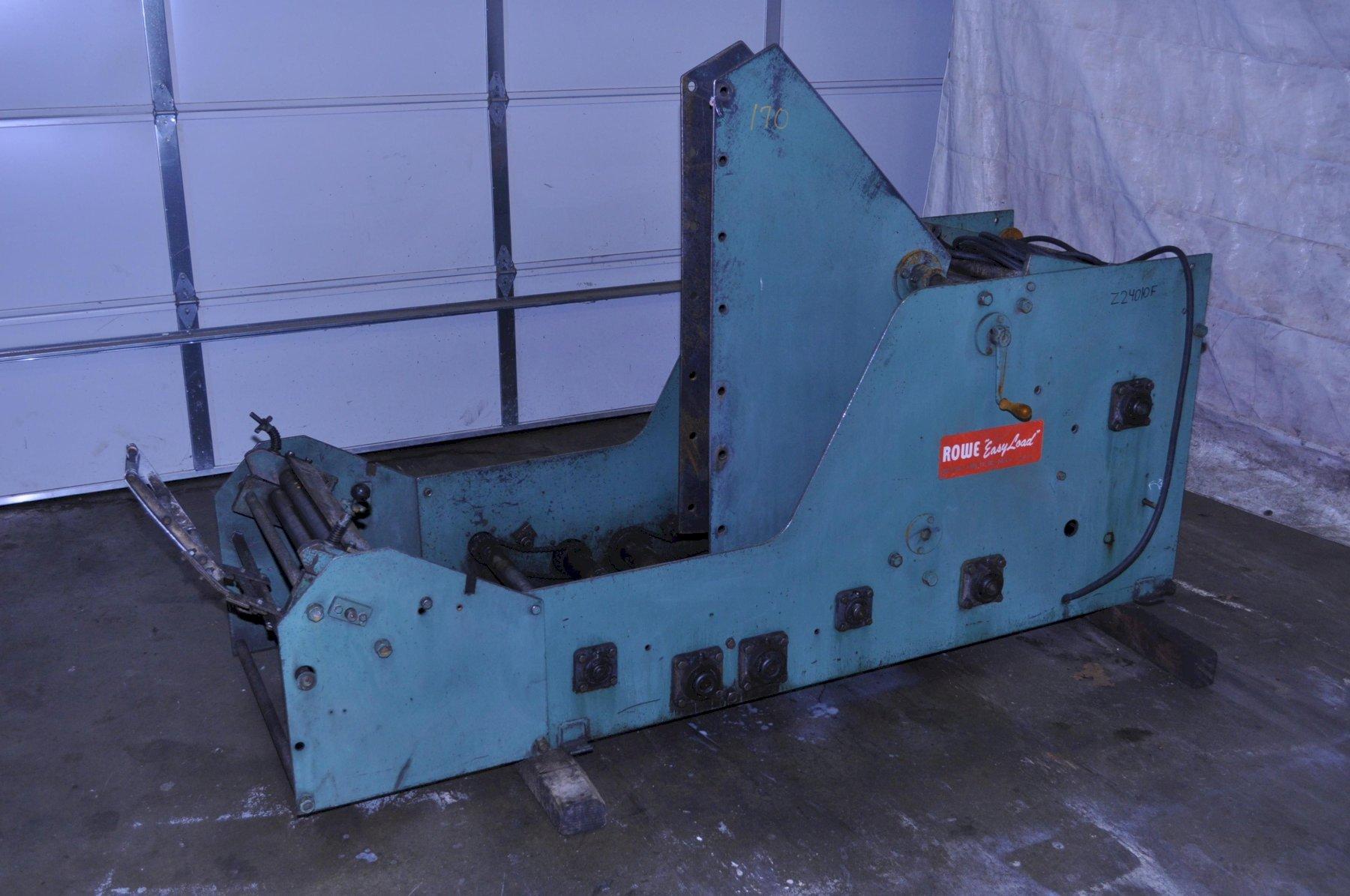 3000 lb. Rowe #3020-J, coil cradles, 20" width, 48" outside dimension, manual coil guide adj., loop Control