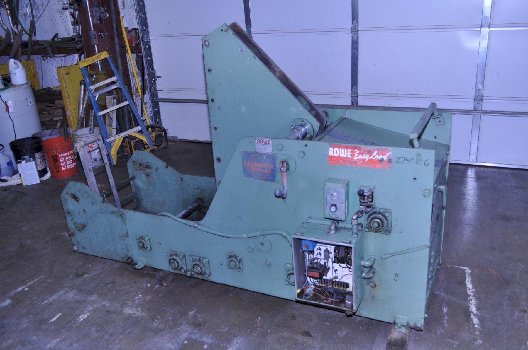 3000 lb. Rowe #3020-J, coil cradles, 15" width, 48" outside dimension, manual coil guide adj., loop Control