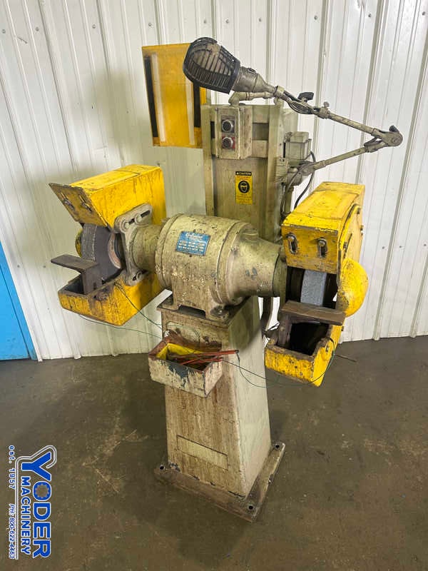 14" Cincinnati #SPL, double end pedestal grinder, 2" wheel, work rest, water tray, 3 HP