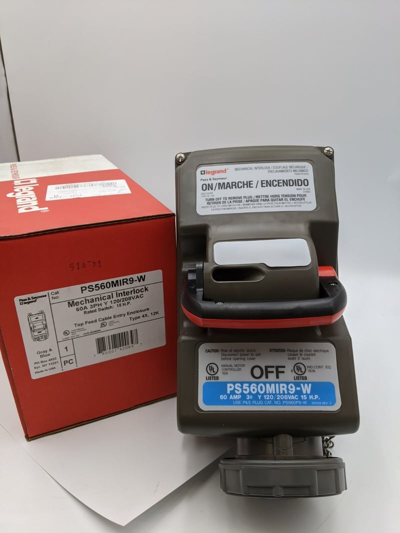 Pass & Seymour, PS560MIR9-W, Mechanical Interlock, 60 A, 4P5W, 3 phase, 120/208V