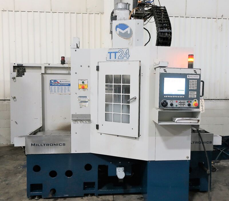 Milltronics #TT24, CNC twin-table bridge type VMC, Milltronics 8200 Control, 23" X, 25" Y, 20" Z, 10000 RPM