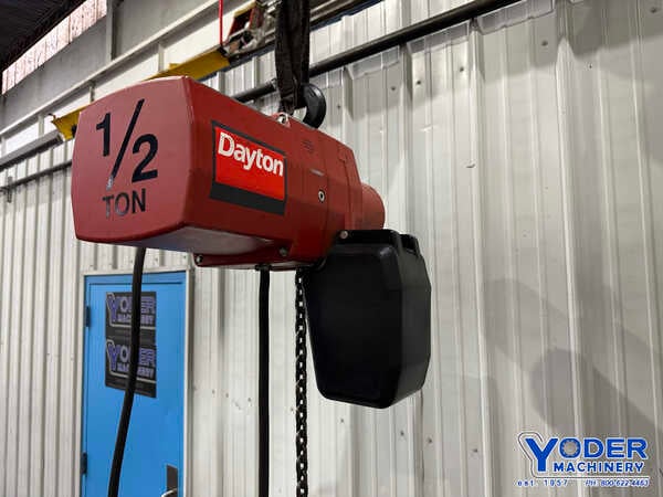 .5 Ton, Dayton #3Y873, electric chain hoist, 16' lifting height, pendant Control, chain box, 1/2 HP
