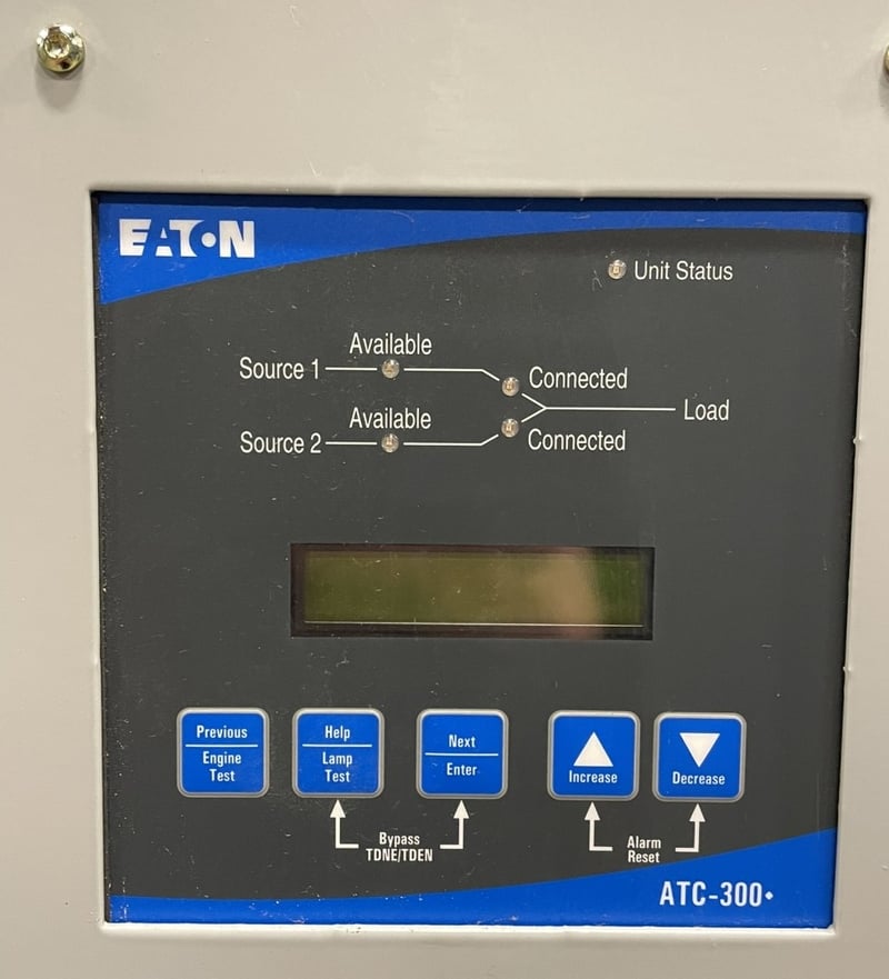 800 Amp. Eaton Automatic Transfer Switch N1 Enclosure Catalog Number