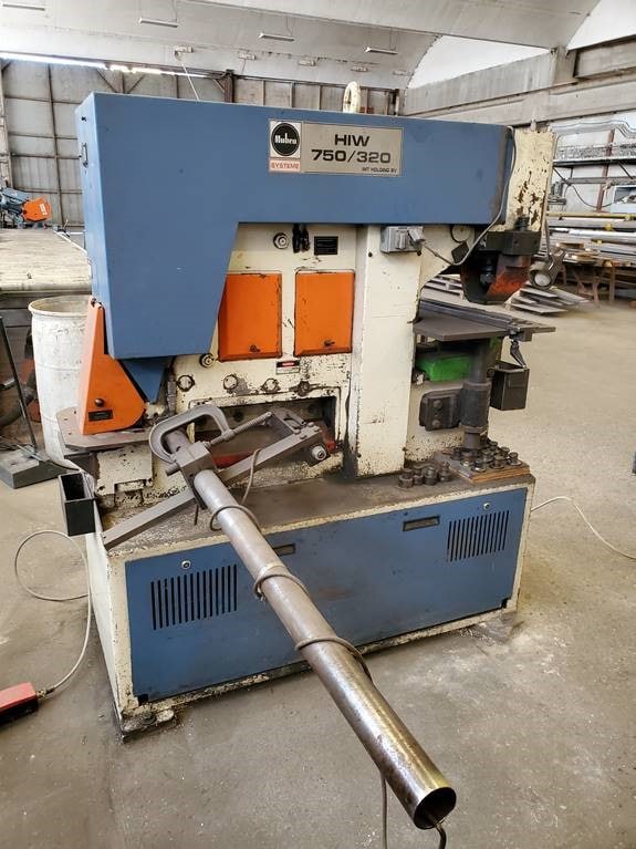 6" x 6" x 1/2" Mubea #HIW 750/320, Hydraulic Ironworker, 82 Ton, 240 V., 10 HP, 1999