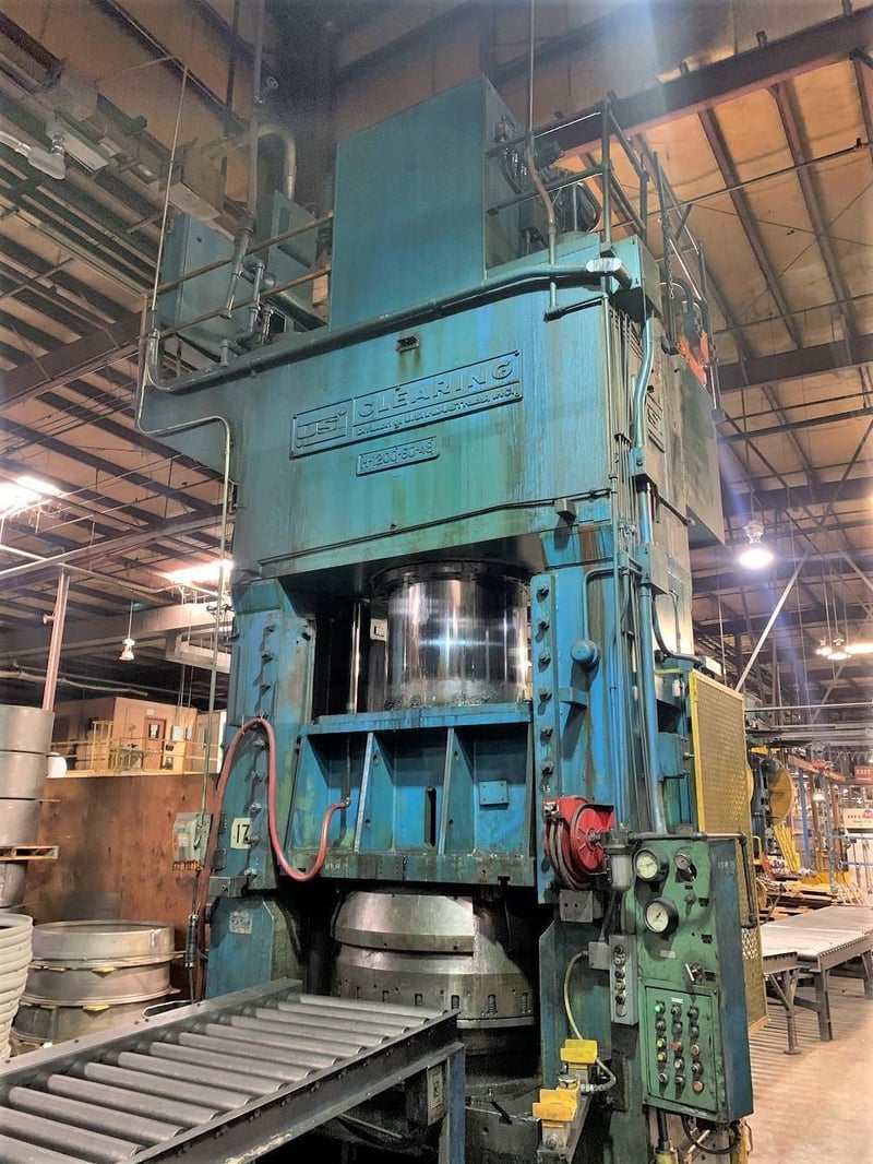 1200 Ton, Clearing #H-1200-60-48, Straight Side Hydraulic Press, 30" Stroke