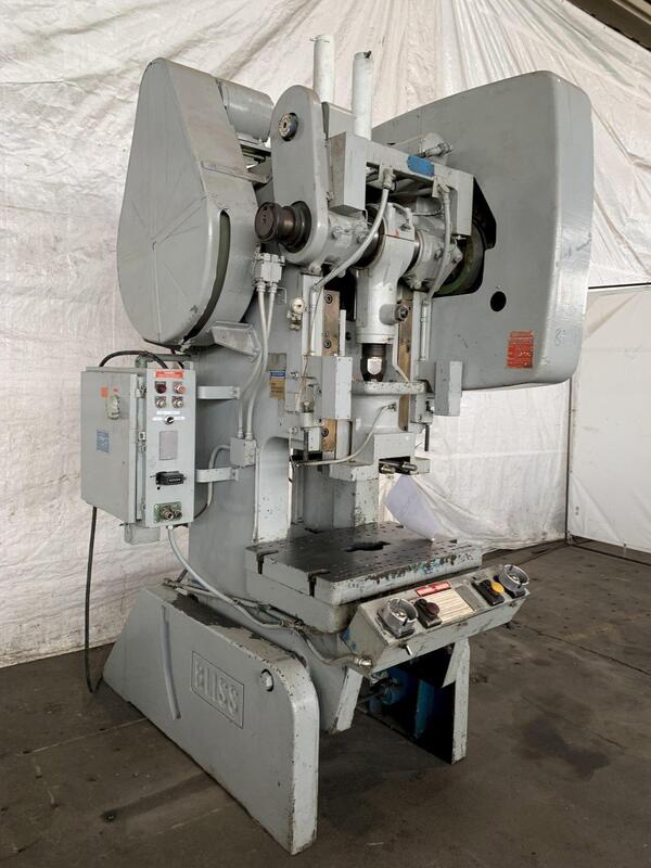 60 Ton, Bliss #C-60, OBI back geared press, 15-3/4" Shut Height, 3" adj, 60 SPM, 11" throat, 32" x21" bed