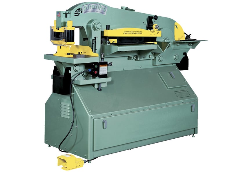 5" x 5" x 1/2" Piranha #P90, Ironworker, Punch/Barshear/PlateShear/AngleCut/Notcher, 220 V., 90 Ton