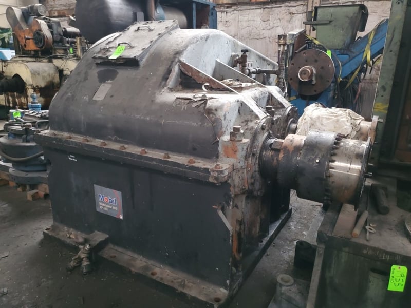 Farrel #F270 Banbury rubber mixer, 2-wing tangential rotos, semi-unidrive, 22" pneumatic hopper