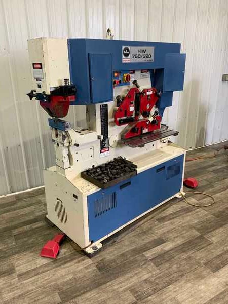 6" x 6" x 1/2" Mubea #750/320, hydraulic ironworker, 82 ton, 10 HP, dual electric foot pedals, 2003