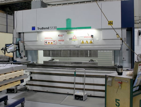 143 Ton, Trumpf #TruBend-5130, 8-Axis CNC hydraulic press brake, 10.7' OA, 106" between housing, 2015