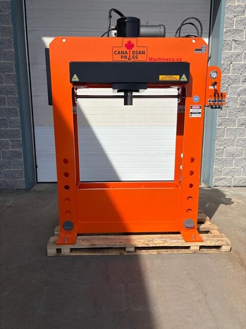 100 Ton, Machineco (Canadian Press division) #HFP-100, H-frame hydraulic press, 16" stroke, 10 HP, 9" bore
