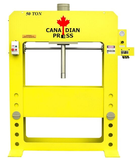 50 Ton, MachineCo (Canadian Press Division) #HFP-50, H-Frame Hydraulic Press, 16" Stroke, 7" Bore, 3" Rod