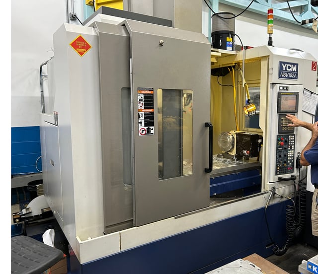 YCM #NSV-102A, 4-Axis CNC vertical machining center, 40.1" X, 23.6" Y, 24" Z, 12000 RPM, coolant thru