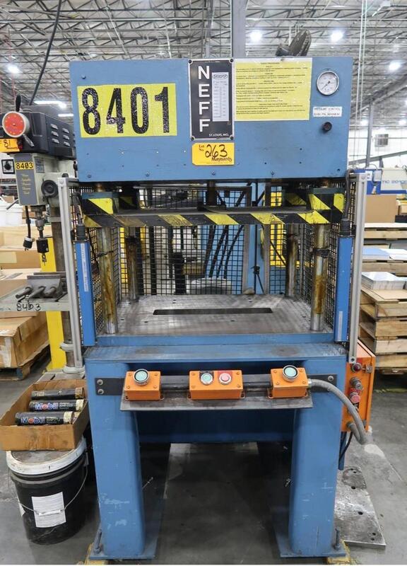 45 Ton, Neff, 4-post hydraulic press, 34" x24" bed, 2" cylinder diameter