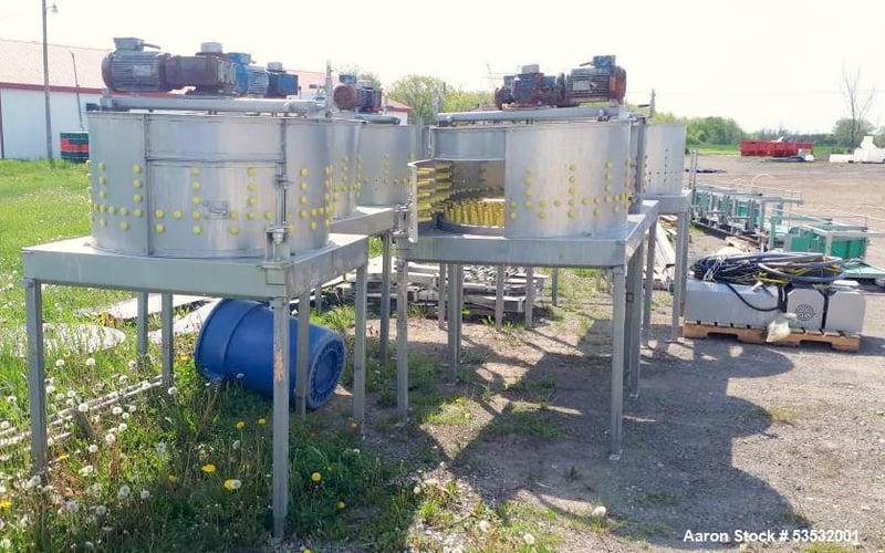 Poultry Defeathering System, automatic eject doors, flipper gate system, 44" batch drum, 46" tall Stand, 5 HP
