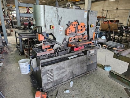 6" x 6" x 1/2" Spartan #W110D/2, 110 ton, 12" throat, 10 HP, tooling, 2003