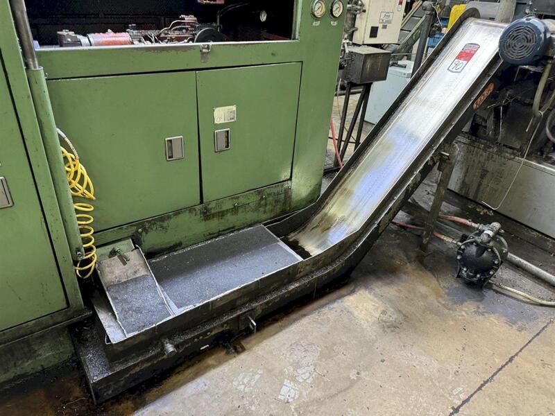 12" wide, Eriez #TYF-TRAC, magnetic conveyor, 43" base, 56" incline, 45" discharge height
