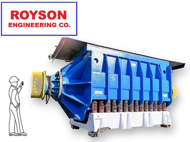 35 cu.ft. Royson #CTT-35, Vibratory Finisher, 30" width x 332" D x 84" L work chamber, (2) 15 HP motors