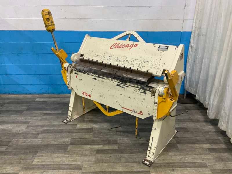 12 gauge x 4' Chicago #BPO-412-6, box & pan brake, manual clamping, 34" pass line