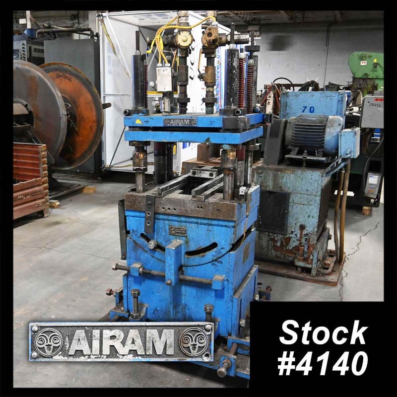 28 Ton, Airam #ATP-134-2, 4-post cut-off press, 3 stroke, 24" x20" bed, 442 SPM, tilt base