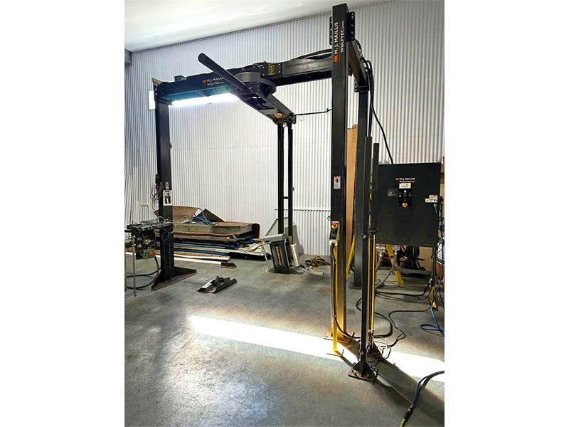 Wulftec #WRTA-175, automatic rotary stretch wrapping machine, Allen Bradley Micro800 Series PLC