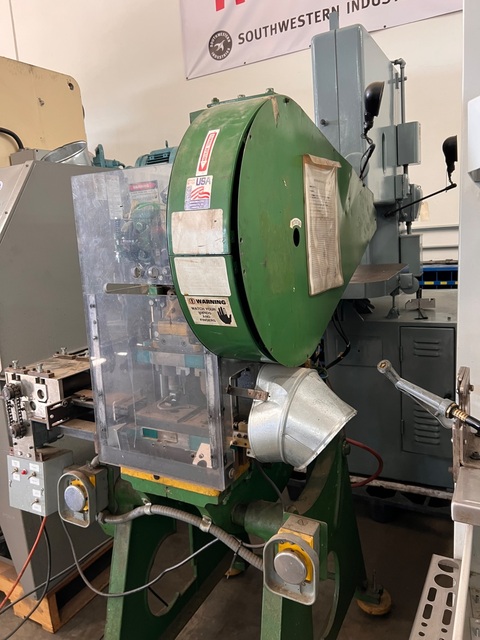 5 Ton, Benchmaster #195-X, OBI flywheel press, 1" stroke, 10.5" Shut Height, 9" throat, 3" ram adjustment